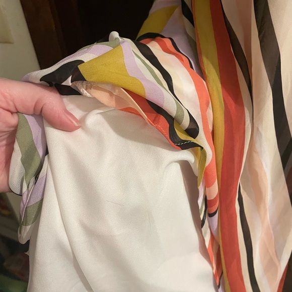 Torrid Brand Women's size 2 Midi Chiffon Pleated Dress White Stripes - Picture 6 of 9